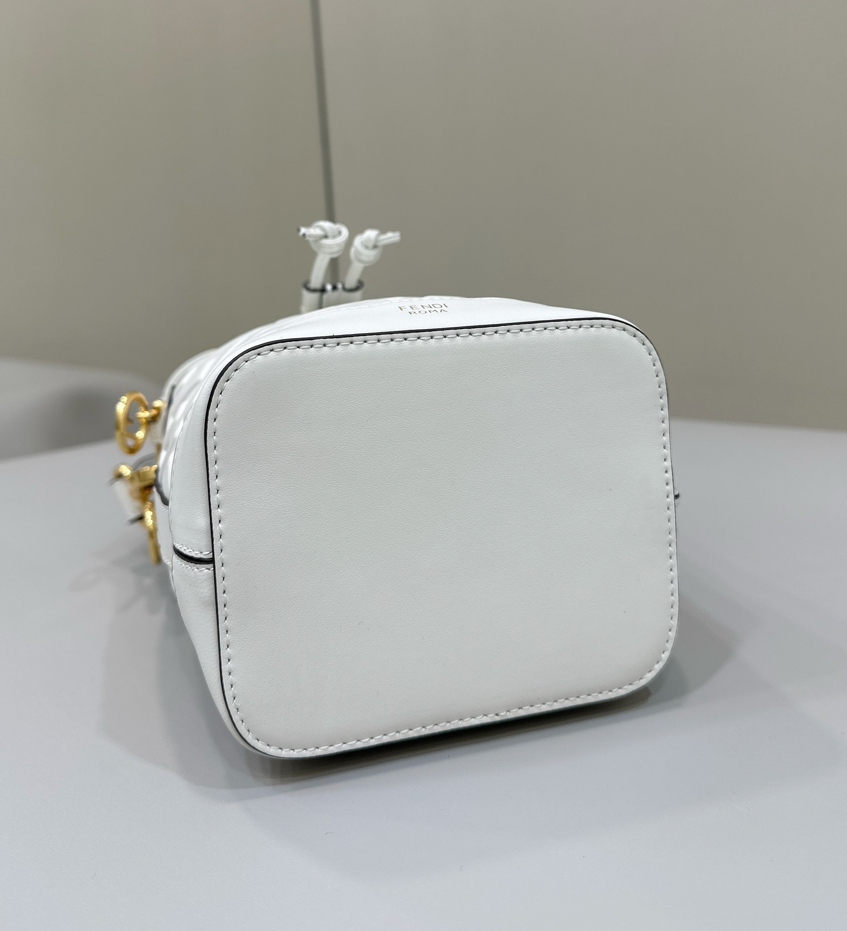 Fendi Mini Mon Tresor FF Leather Shoulder Bag White